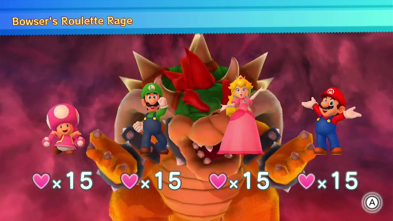Mario Party 10 Bowser Party - Toadette, Luigi, Peach & Mario vs Bowser - Whimsical Waters