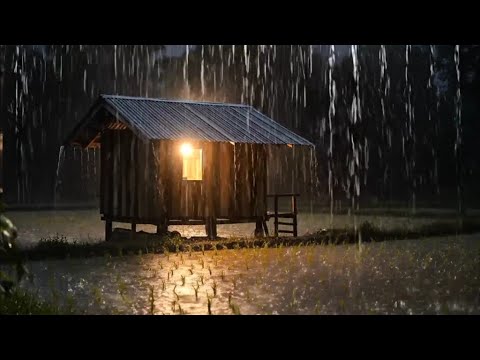 Cozy Cabin in the Forest During Heavy Rain 🌧️ Relaxing Rain Sounds for ...