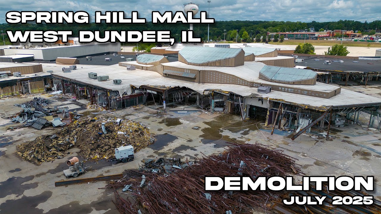 Spring Hill Mall Demolition (West Dundee, IL) | July 12, 2025 | 4k Drone View