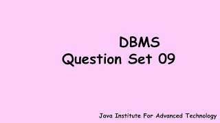 DBMS Question set 9