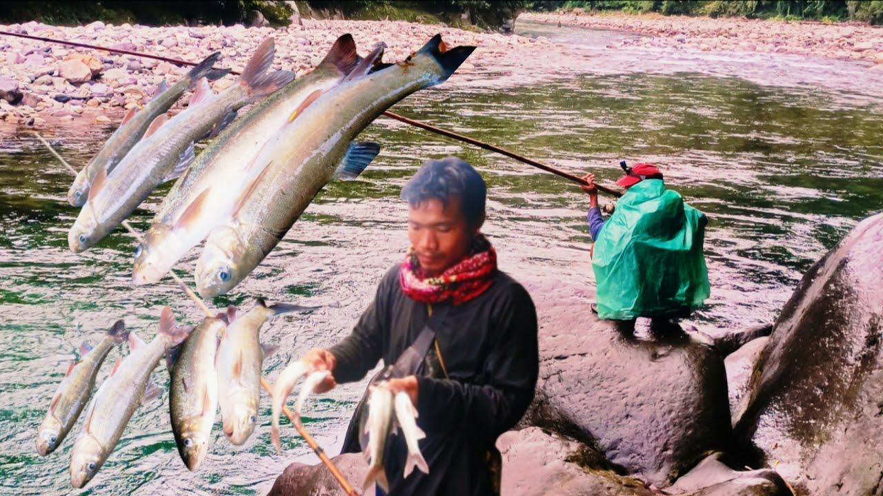 Rainy Day Fishing Clean Yamne River Arunachal Pradesh North East India.