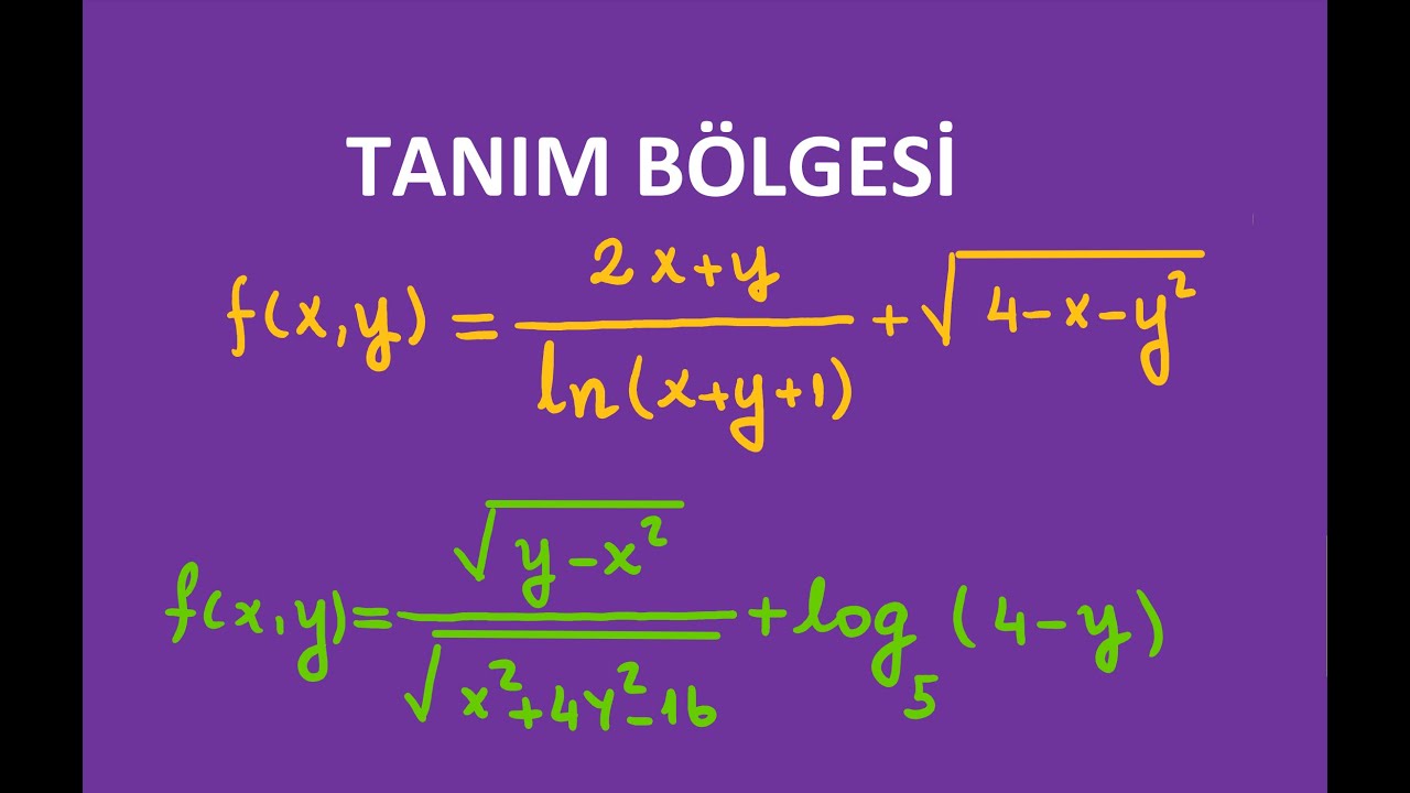 İki değişkenli fonksiyonlarda tanım bölgesi