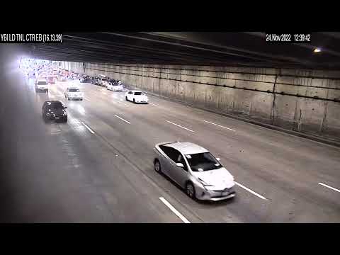 surveillance footage of the self driving Tesla's latest crash