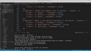 6. Python Django simple app quiz Profile