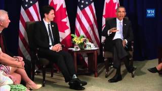 Obama With Prime Minister Trudeau in Manila