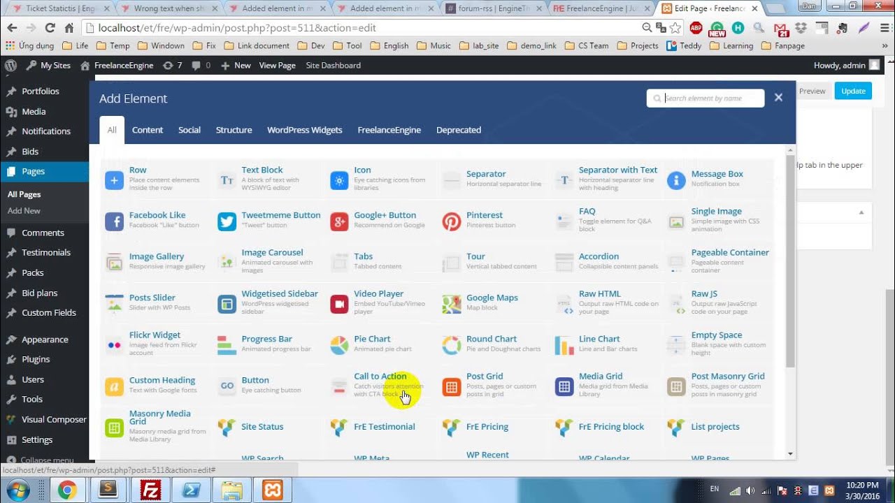 FreelanceEngine tip for adding new element for the home page