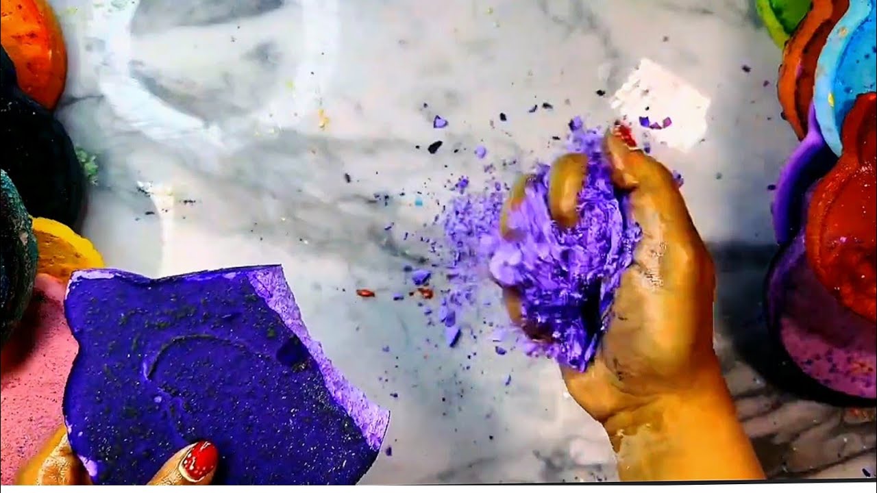 Colourful Dyed Gym chalk Crumbling #oddlysatisfying #gymchalkcrush # ...