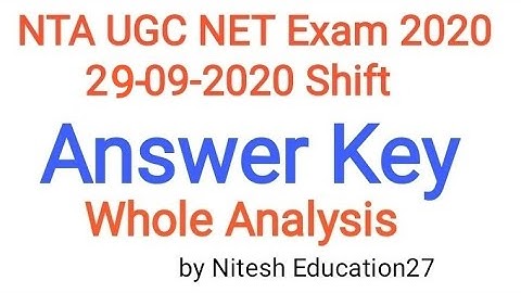 UGC NET Answer Key 29-09-2020 l Both shift l 29 September 2020 exam Answer Key l Asked Questions