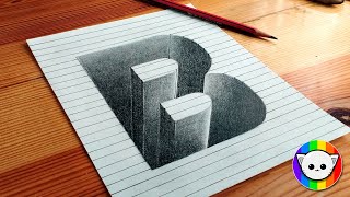 How to Draw Letter B 3D Hole with Lines || Easy drawing with pencil