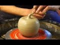 Making / Throwing a ceramic clay pottery Apple on the wheel