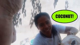 My Filipina Girlfriend Shows How To Use A Machete To Open Coconuts