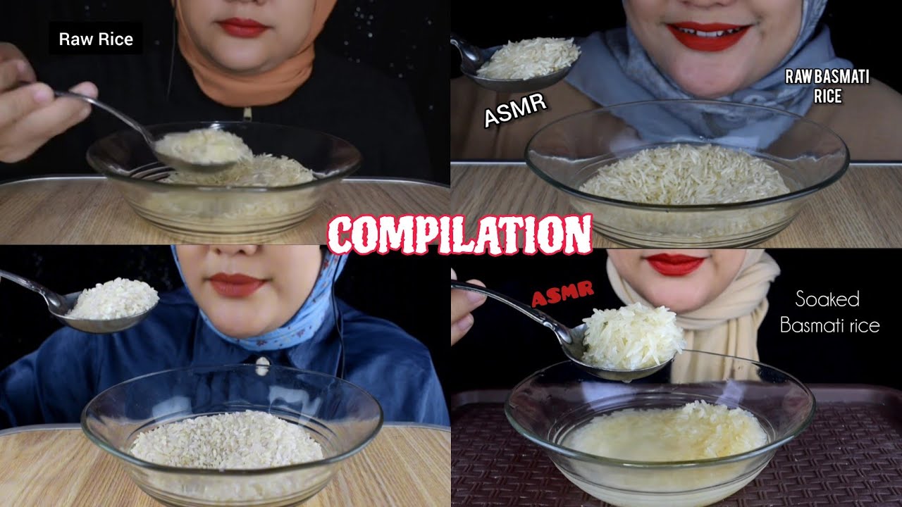 Puke Rice ASMR RAW RICE EATING || COMPILATION RAW RICE IN THE BOWL ||MAKAN BERAS ...