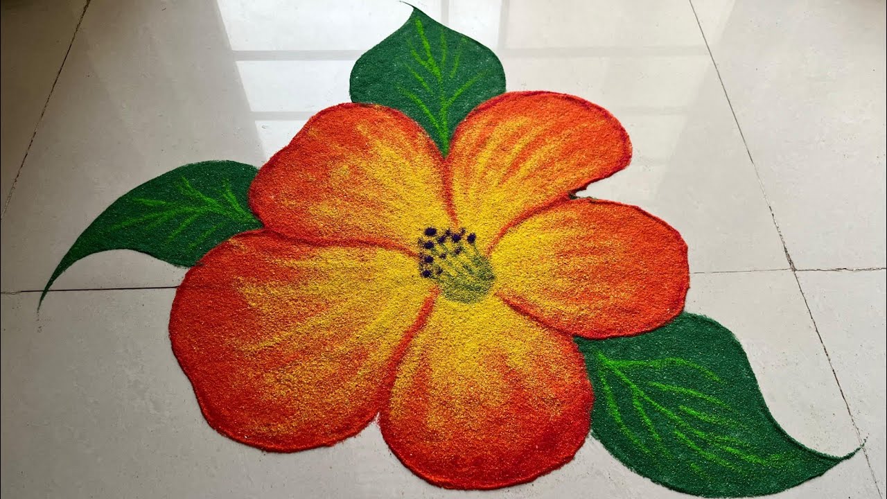 Simple Rangoli Design. Small Rangoli Design. Beautiful Rangoli Design. Attractive Rangoli #flower