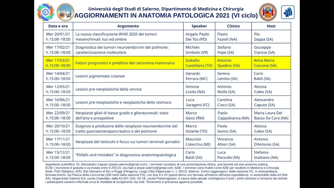 Fattori prognostici e predittivi del carcinoma mammario (Prof.ssa Isabella Castellano)