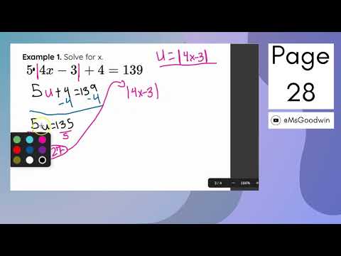 1.3 Absolute Value Equations (Isolating the Abs. Val.) INB Page 28