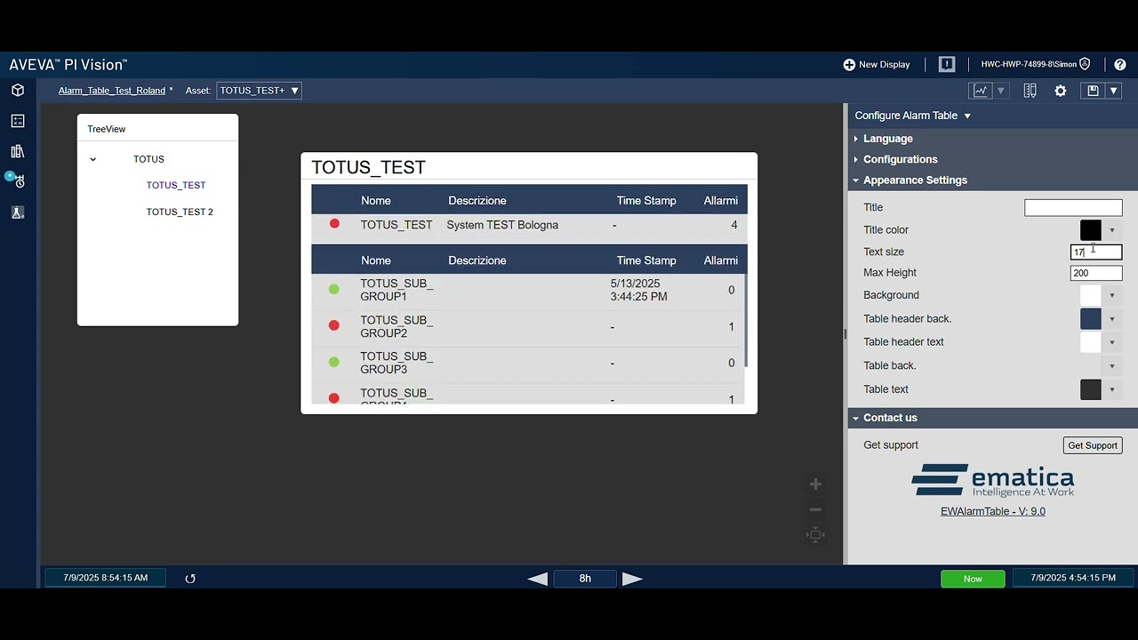 Ematica PI Vision Widget − Alarm Table - YouTube