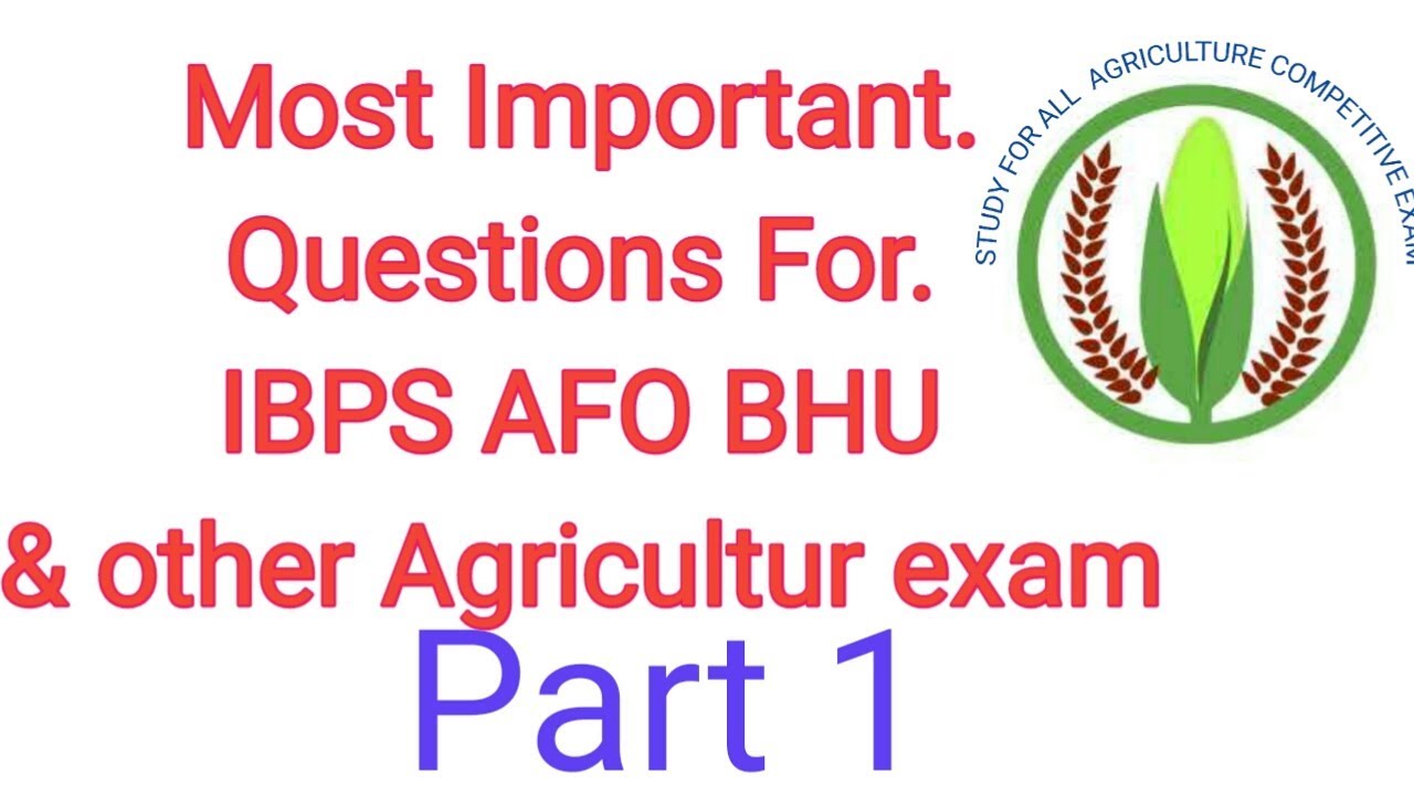 Most important question for IBPS AFO BHU ICAR JRF etc exam - YouTube