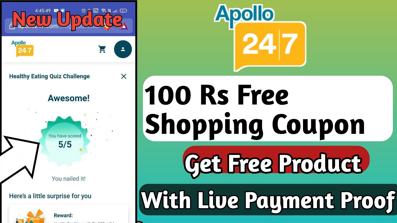 100 rs free Shopping loot | apollo247 100rs free shopping trick | free shopping trick