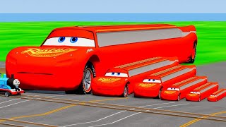 Big &amp; Small Articulated McQueen Cars Vs Thomas Train The Tank Engine Vs Portal Vs Cars_Beamng.drive