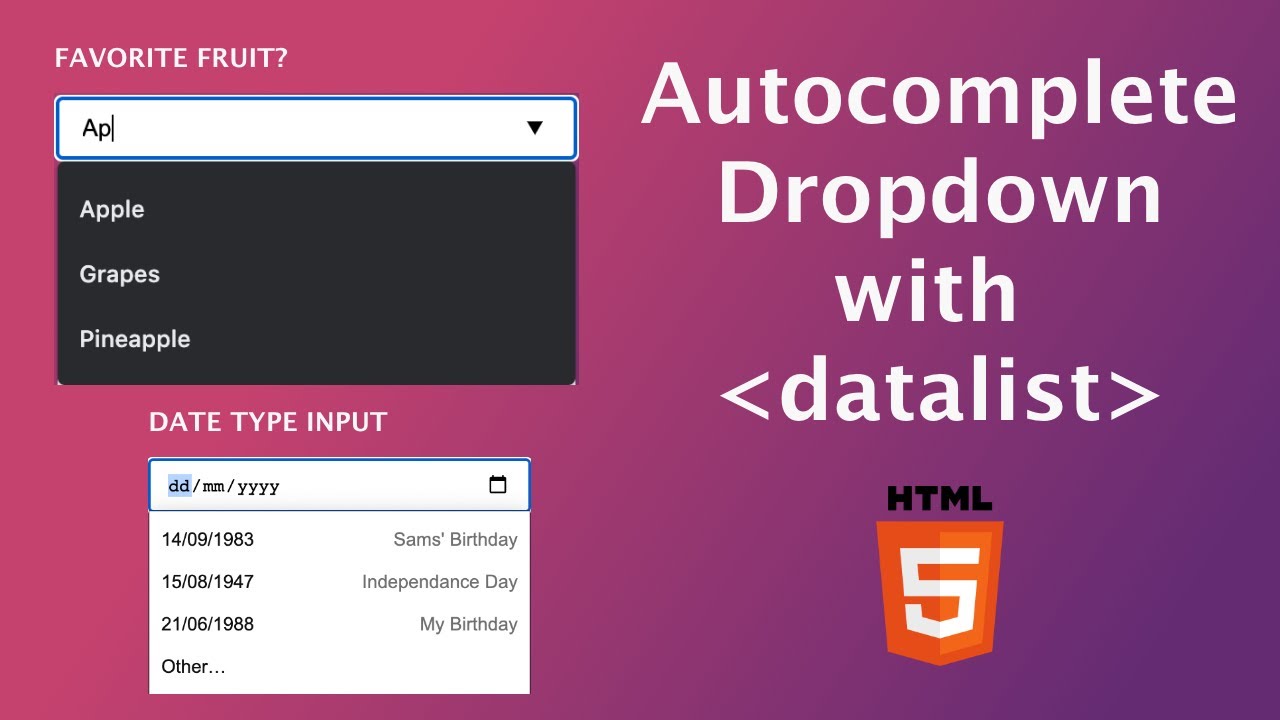 Autocomplete Predefined Input Options Dropdown With Datalist - Html 5