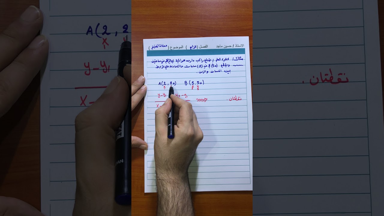 معادلة المستقيم اذا علمت نقطتان_الفصل الرابع_رياضيات الثالث متوسط