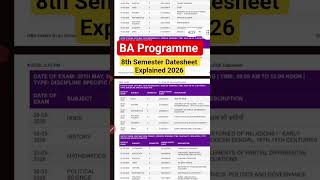 BA Prog 8th semester Datesheet Explained In detailed l may June exam dates clear