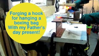 Forging a hook for hanging a boxing bag #FathersDay