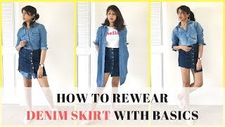 How To Style A Denim Skirt With Basics Repeat Fashion Restyle Your Way