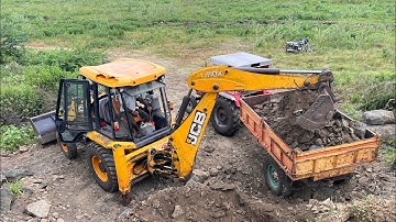 Jcb 3dx Backhoe Mud Loading Trolley In Mahindra Arjun Two Tractor And Massey Ferguson Tractor l