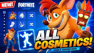 ***NEW*** Crash Bandicoot Fortnite Skin, Emote & ALL Cosmetics! (Early Showcase)