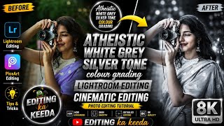 Aesthetic white grey silver color grading | Lightroom cinematic photo editing | Lightroom tutorial screenshot 3