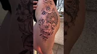 Rose tattoo design for girls #short #tattoo #leg