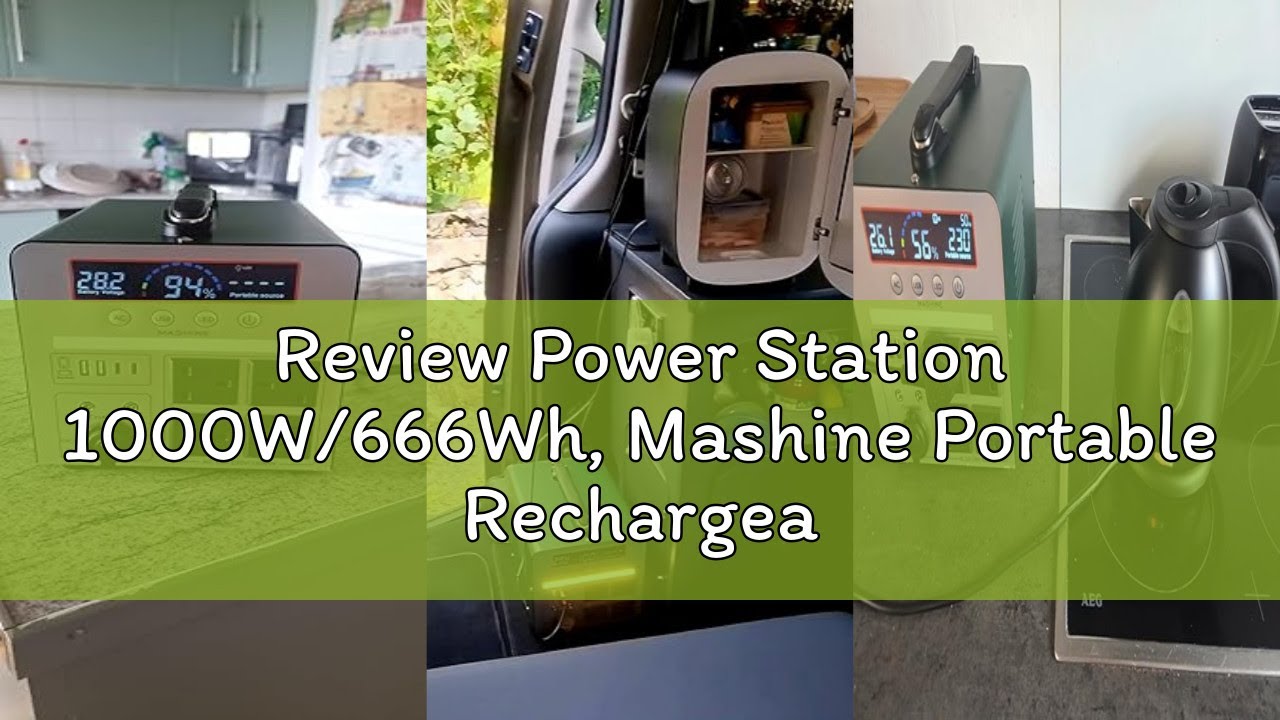 Review Power Station 1000W/666Wh, Mashine Portable Rechargeable Generator Inverter for Camping, RVs,