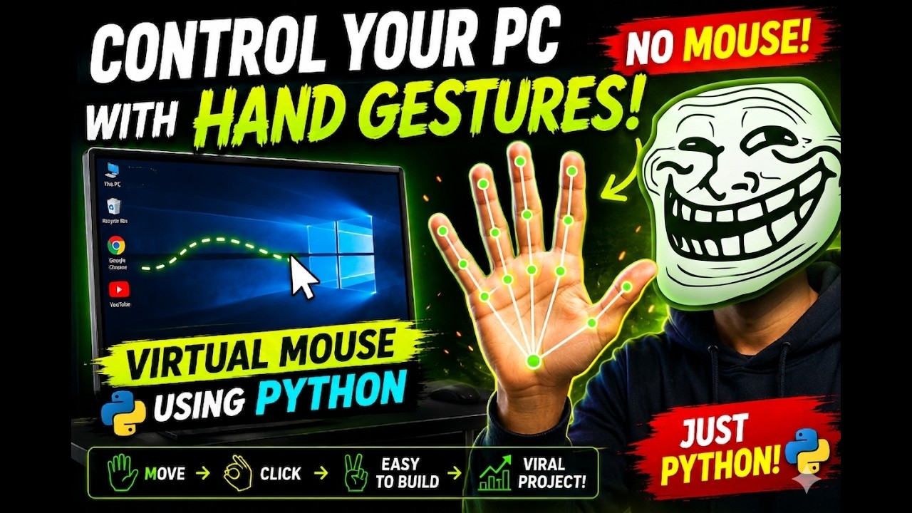 Build a Virtual Mouse Using Hand Gestures in Python 🤯 | Control PC With ...