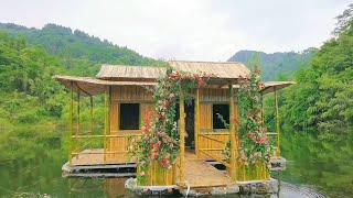 [Completion Process] A Man Spent Three Months Building A Bamboo House On The Water, So Beautiful.