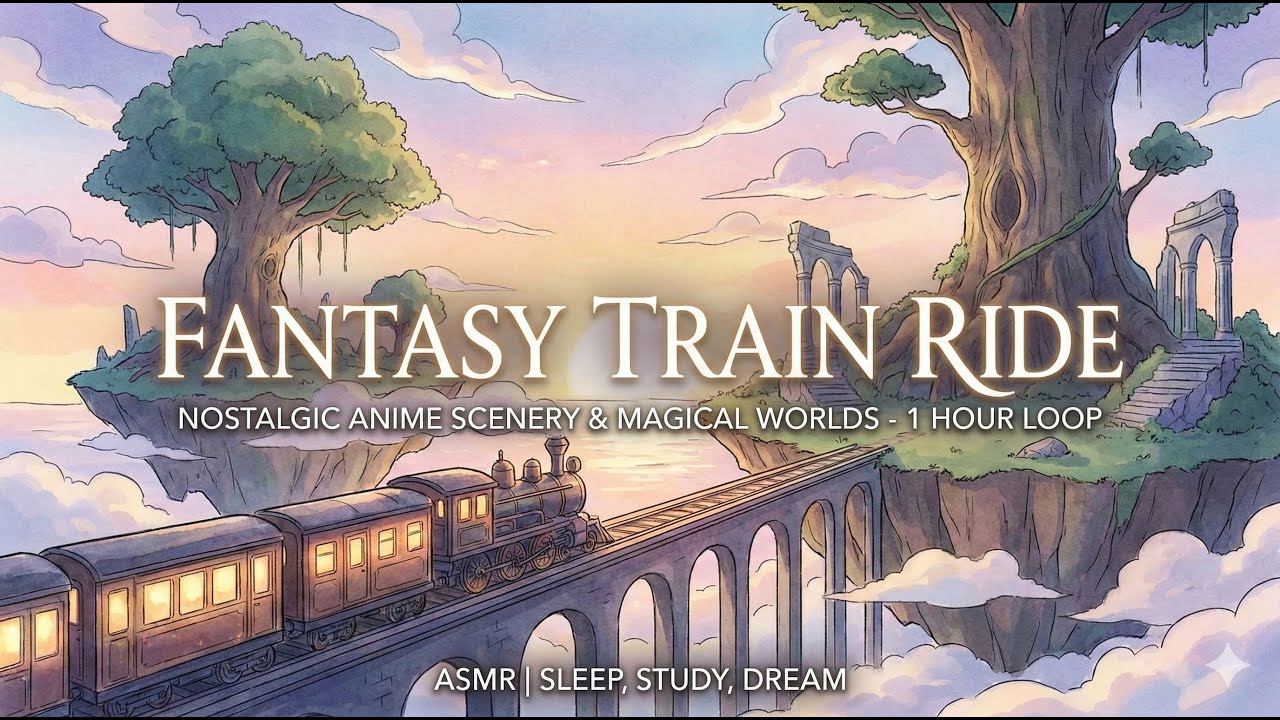 Fantasy Train Ride 🚂 Nostalgic Anime Scenery & Magical Worlds - 1 Hour Loop 🛤️