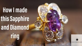 [ASMR] How I made this beautiful Tanzanian sapphire and Diamond Ring