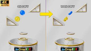 【4K 60fps】3D Satisfying 0% vs 100% Softness Physic Simulation | Simdrop3DX Physic Showcase