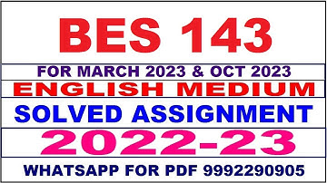 bes 143 solved assignment 2022-23 in english | bes 143 solved assignment 2022-23 | bes 143 2022-23
