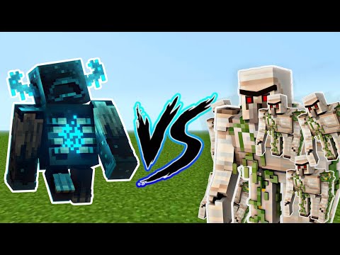 Warden vs 10 Iron Golems Battle In Minecraft | Minecraft Mobs Battle Solo Vs Squad
