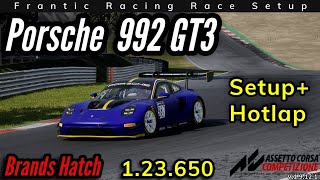 Brands Hatch (1.23.650) | Porsche 992 GT3 R Setup &amp; Hotlap (ACC Console)