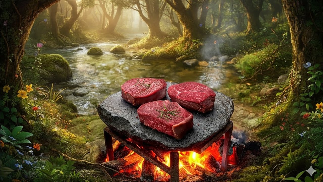 Sizzling Garlic Butter Steaks on a Hot Stone! 🥩🔥
