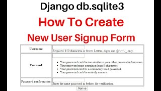 django signup Form db.sqlite3 UserCreationForm