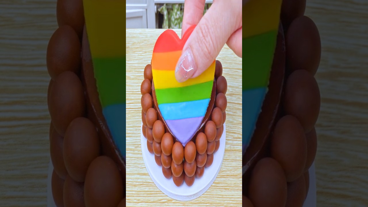 Miniature Rainbow Cake 🌈 How To Decorate Rainbow Heart Cake 