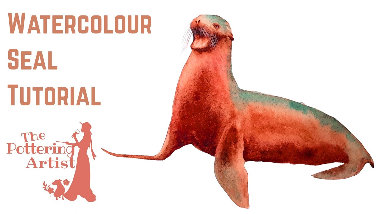 Watercolour Sea Lion Tutorial - Real Time - the music will stop after 1min 7 secs ok!