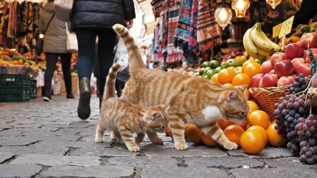 Cute cats are eating candy 