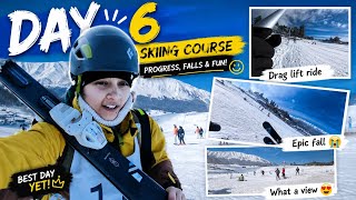 Day 6 of My Skiing Course ⛷️ Falls, Drag Lift &amp; First Kick Turn 😭