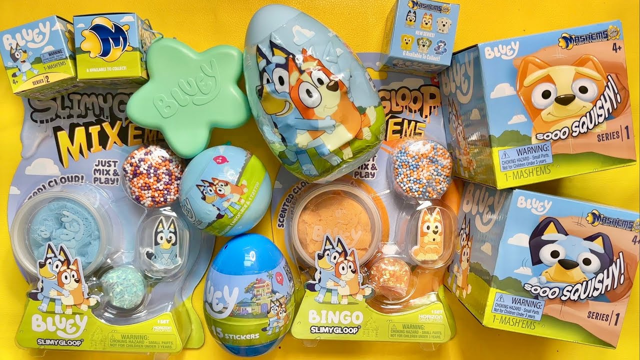 Asmr unboxing Bluey toys SLIME and new Bluey SOOO SQUISHY Disney Junior no talking