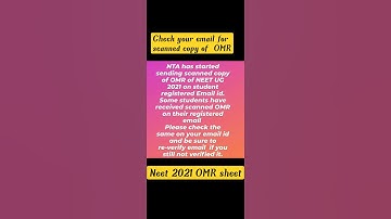 NEET 2021 OMR sheet on email | #neet2021 | check your email now