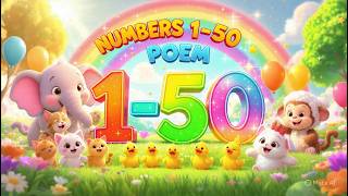 COUNTING NUMBER POEM 1 TO 50 _ANIMAL COUNTING (BRIGHT RHYMES_NURSARY RHYME _SONG FOR KDS)